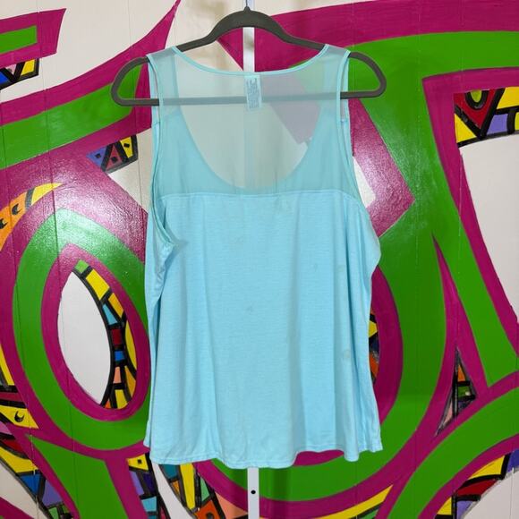 Willow Bay, Light Blue Sleeveless Women's Top Sheer Details. Size 2X. - Picture 5 of 6